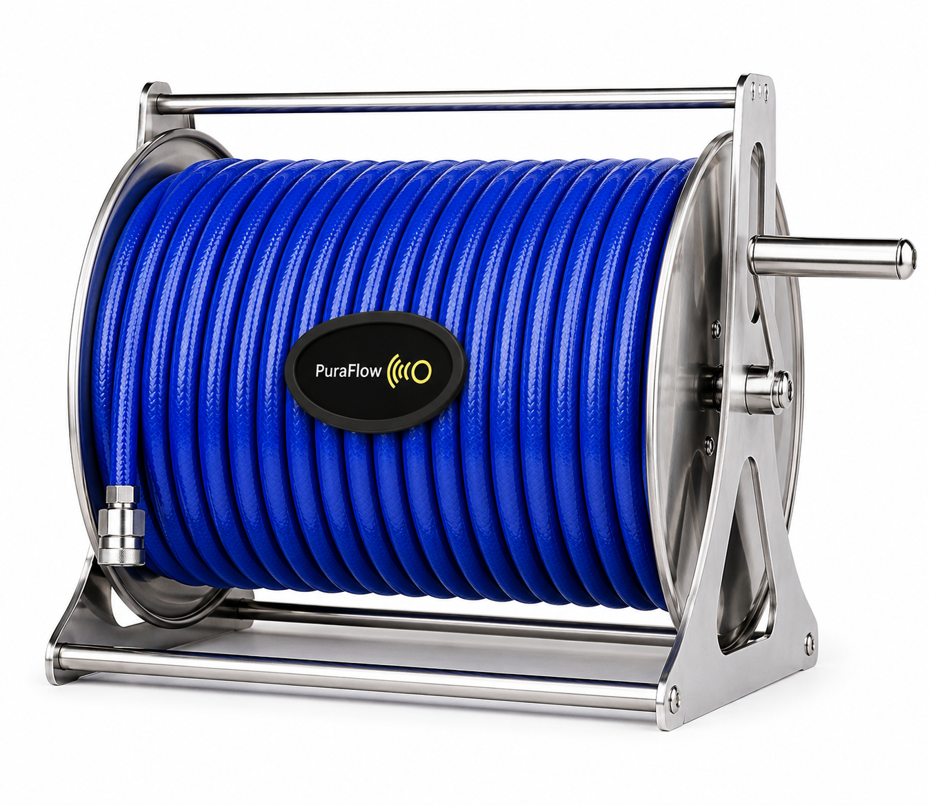 Stainless Steel Hose Reel with 100m Hose - 14mm (O/D) 8mm (I/D) - Flexible - 100m Industrial